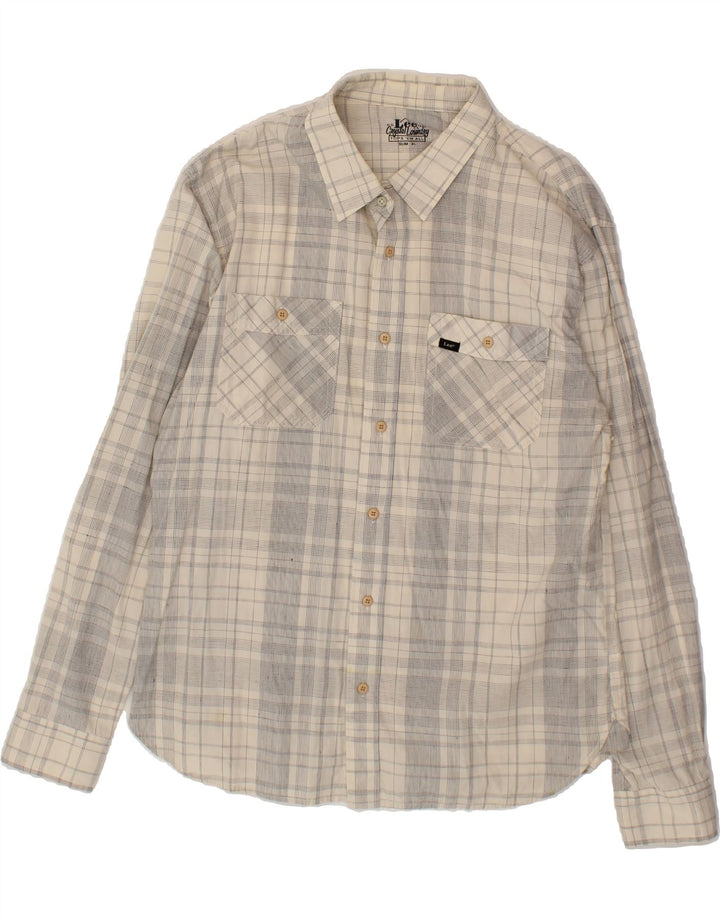 LEE Mens Slim Shirt XL Grey Plaid Cotton Classic Vintage Lee and Second-Hand Lee from Messina Hembry 