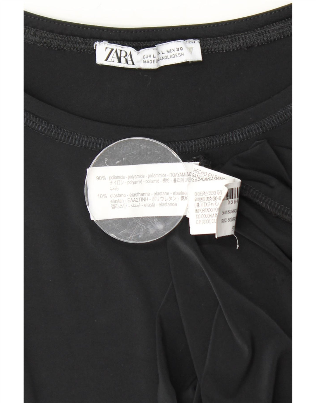 ZARA Womens Top Long Sleeve UK 14 Large Black Polyamide