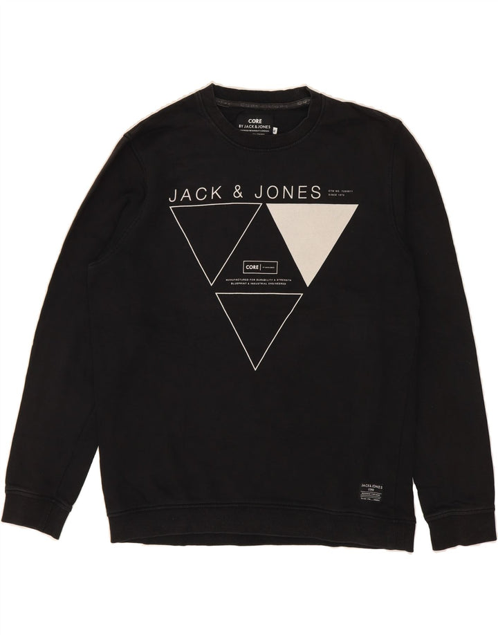 JACK & JONES Mens Graphic Sweatshirt Jumper XL Black Cotton Vintage Jack & Jones and Second-Hand Jack & Jones from Messina Hembry 
