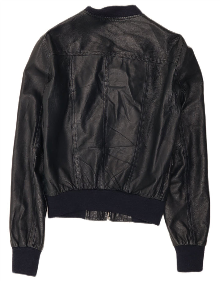 Veste en cuir Imperial Womens UK 12 Cuir bleu marine moyen