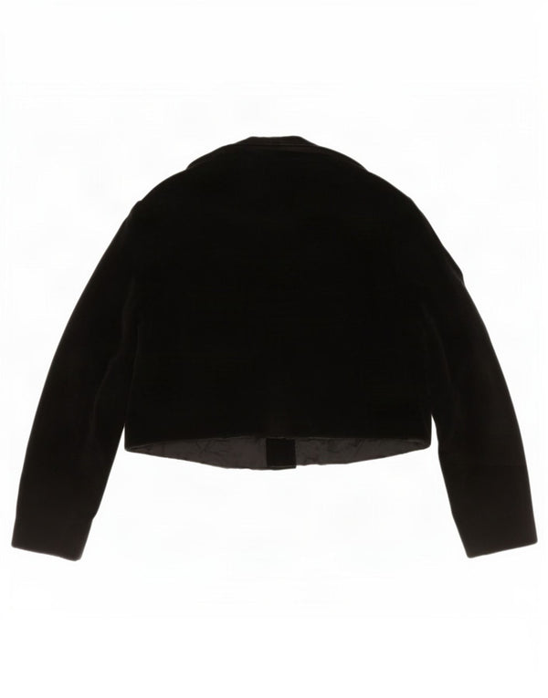 vintage Femme Velours Boléro Veste UK 14 Moyen Noir