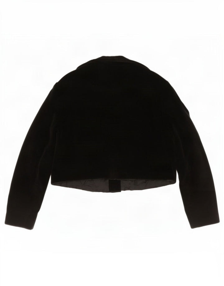 vintage Femme Velours Boléro Veste UK 14 Moyen Noir