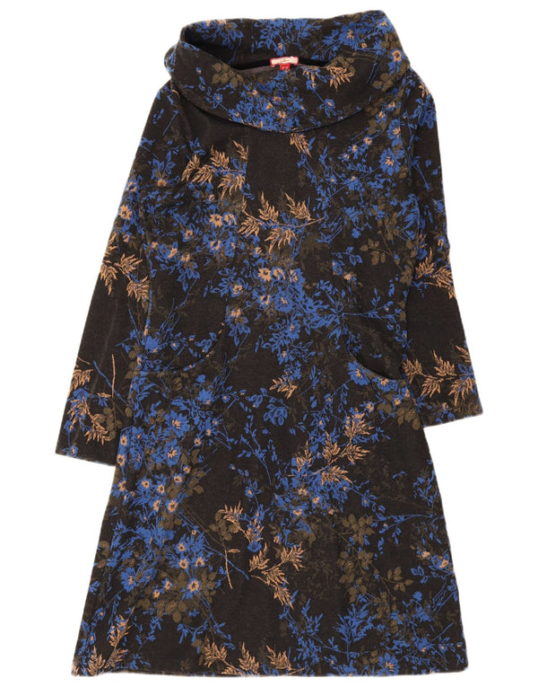 Joe Browns Robe pull à manches longues pour femme UK 42 en coton floral noir moyen