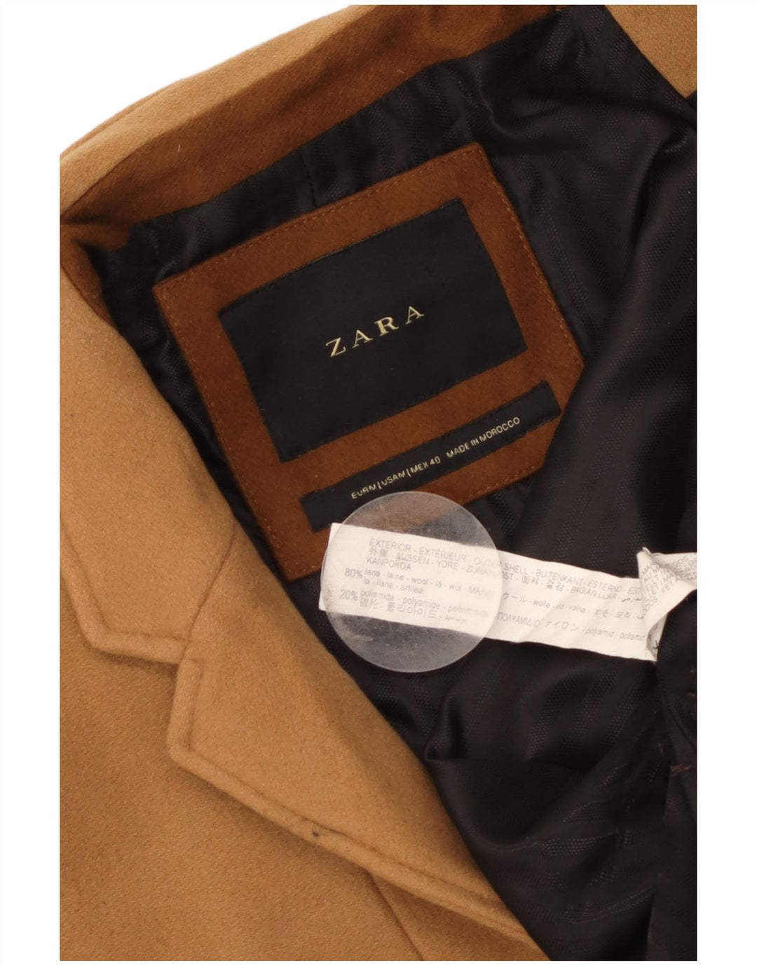 Zara Manteau Homme UK 38 Laine Beige Moyen