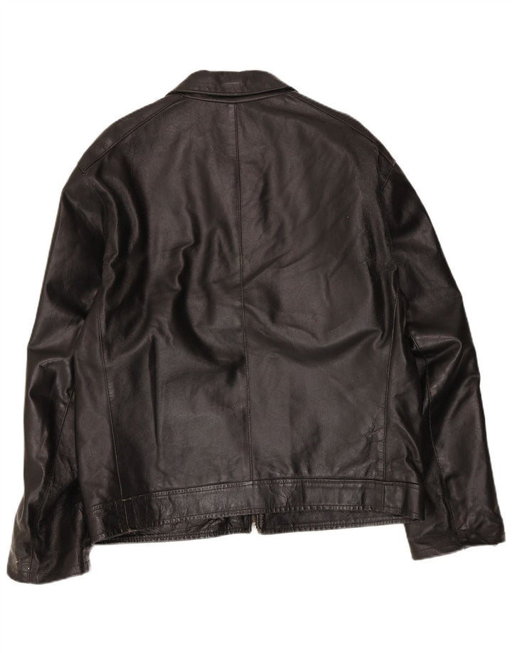 veste en cuir bomber homme vintage UK 42 2XL cuir noir