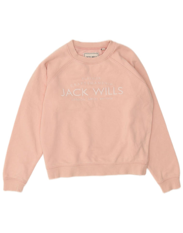Jack Wills Sweat-shirt surdimensionné graphique pour femme UK 6 Small Rose