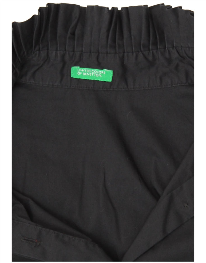 Benetton Chemisier à manches longues pour femme UK 44 Noir moyen