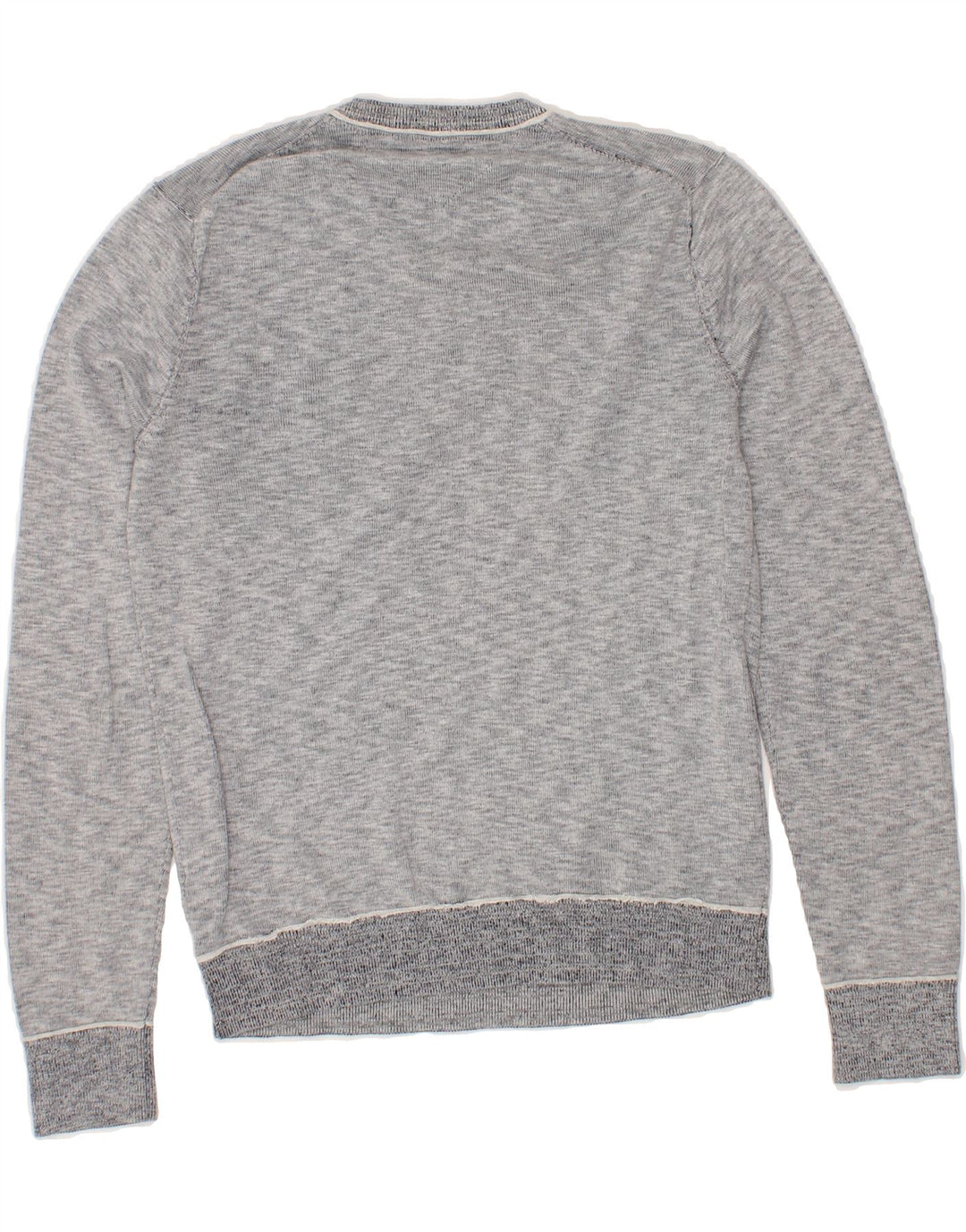 TOMMY HILFIGER Mens V-Neck Jumper Sweater Small Grey Cotton Vintage Tommy Hilfiger and Second-Hand Tommy Hilfiger from Messina Hembry 