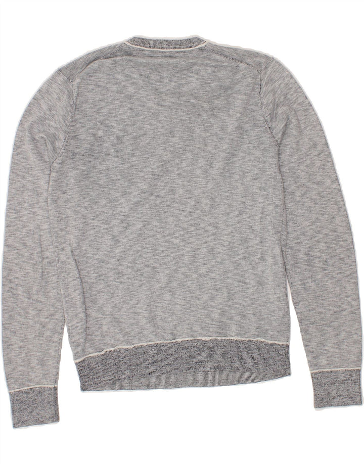 TOMMY HILFIGER Mens V-Neck Jumper Sweater Small Grey Cotton Vintage Tommy Hilfiger and Second-Hand Tommy Hilfiger from Messina Hembry 