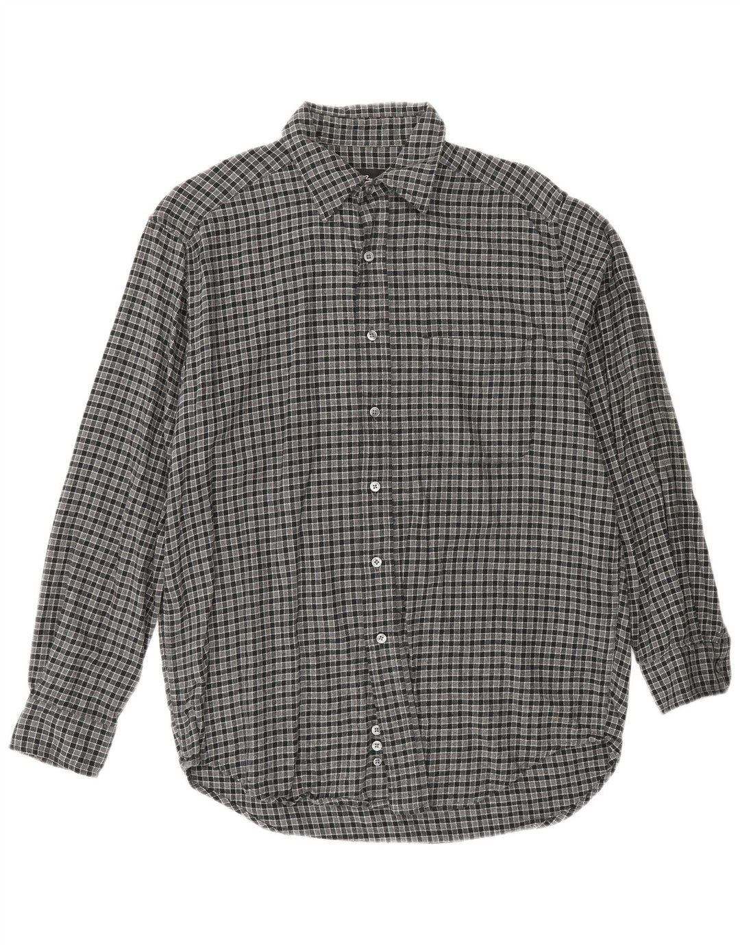 EDDIE BAUER Chemise en Flanelle Homme Petit Carreau Gris Coton