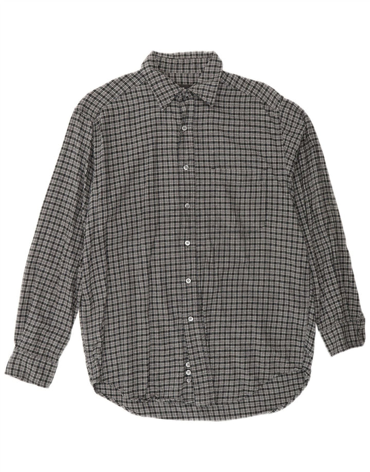 EDDIE BAUER Chemise en Flanelle Homme Petit Carreau Gris Coton