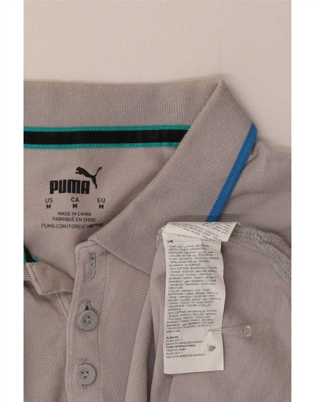 Puma Polo Homme Gris Moyen Rayé Coton