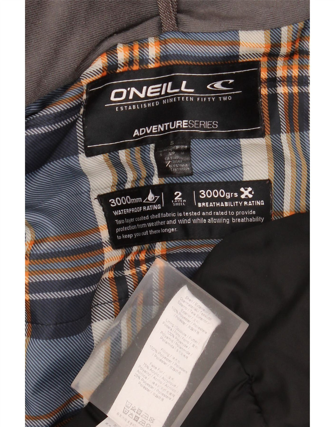O'Neill Veste coupe-vent à capuche pour homme UK 36 Small Gris Polyester