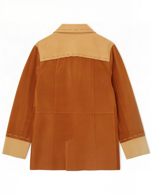 J.J.Scott Veste en cuir pour femme IT 48 XL Marron Colourblock