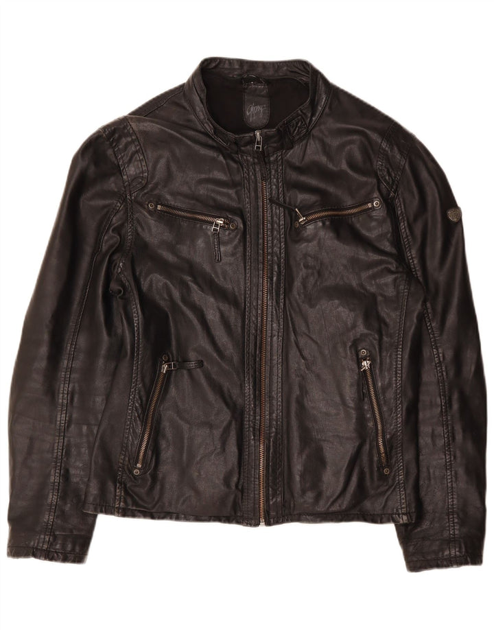 Veste en cuir Gypsy Womens UK 16 Grand cuir noir