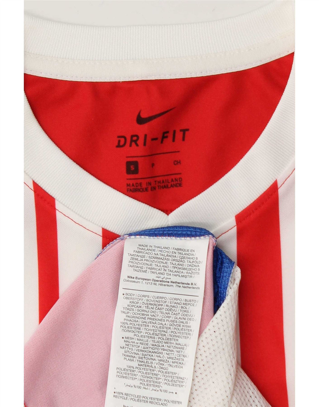 Nike Hommes Dri Fit T-Shirt Haut Petit Rouge Rayé Polyester