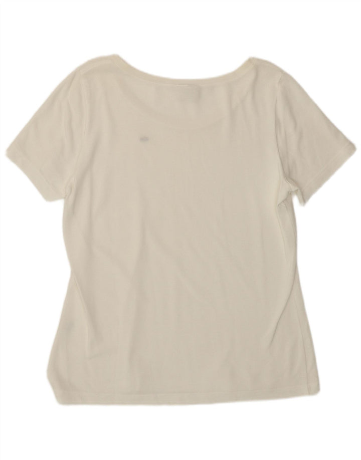 Lacoste T-Shirt Femme Top Taille 44 Grand Coton Blanc