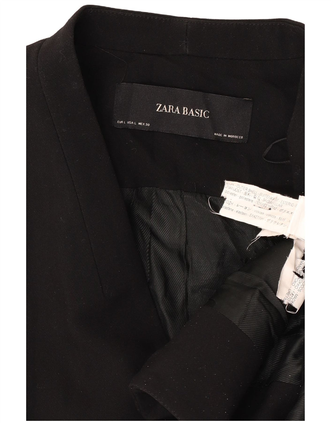 Zara Veste Blazer Femme UK 16 Large Noir Polyester