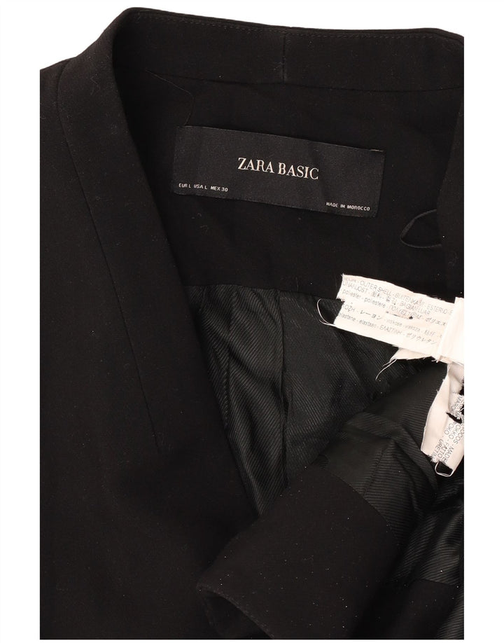 Zara Veste Blazer Femme UK 16 Large Noir Polyester