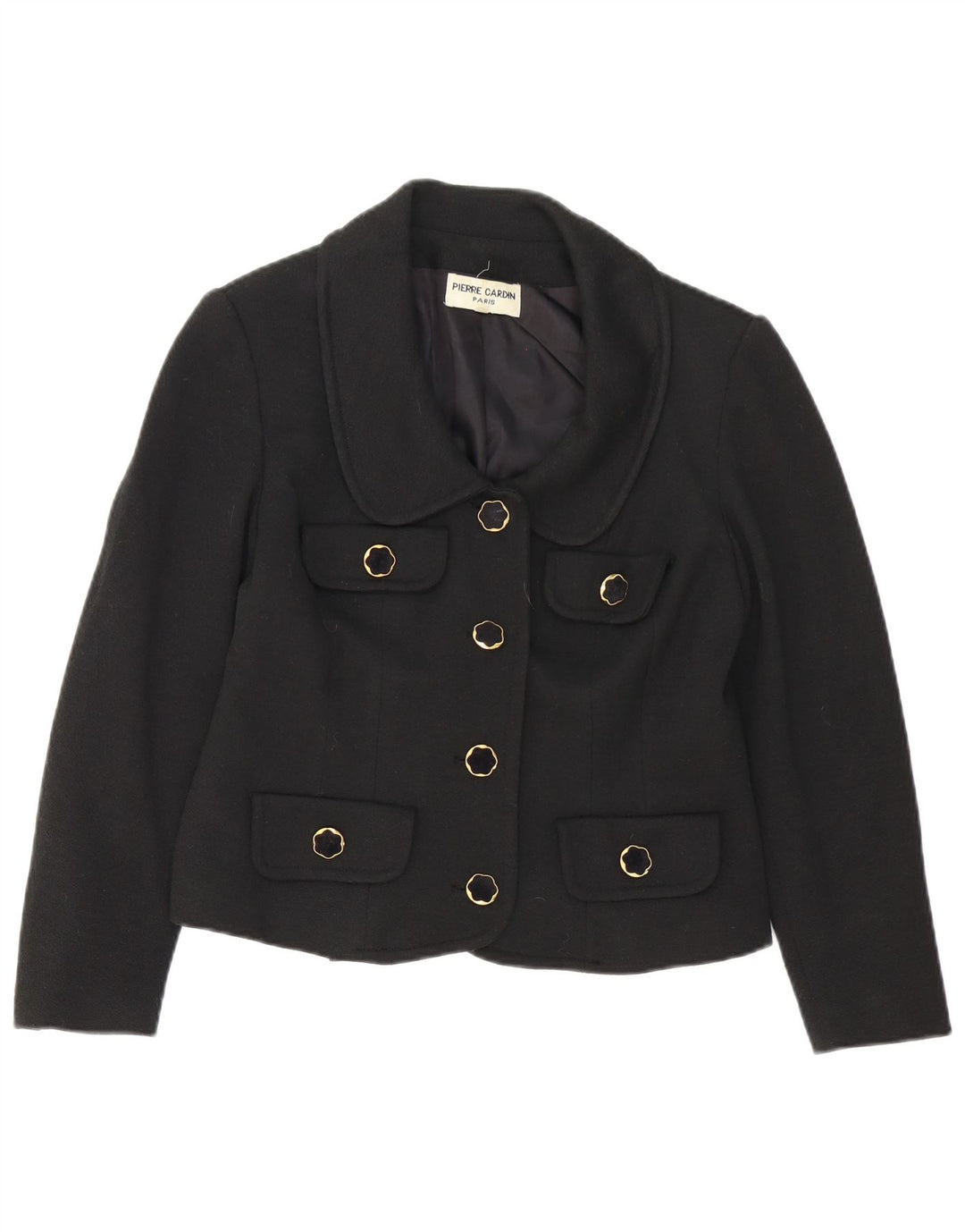 Pierre Cardin Veste Blazer 4 Boutons Femme IT 46 Grande Laine Noire