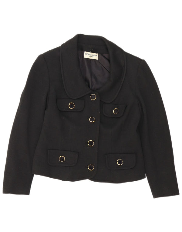 Pierre Cardin Veste Blazer 4 Boutons Femme IT 46 Grande Laine Noire