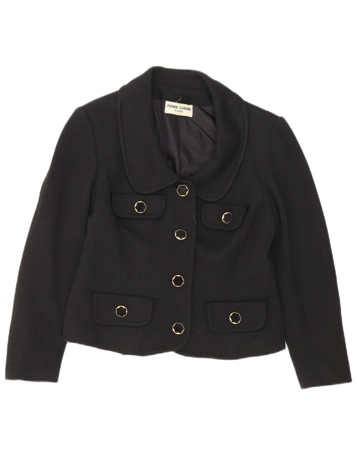Pierre Cardin Veste Blazer 4 Boutons Femme IT 46 Grande Laine Noire