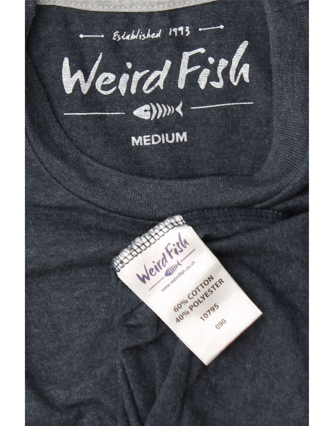 Weird Fish T-Shirt Homme Top Bleu Marine Moyen Coton