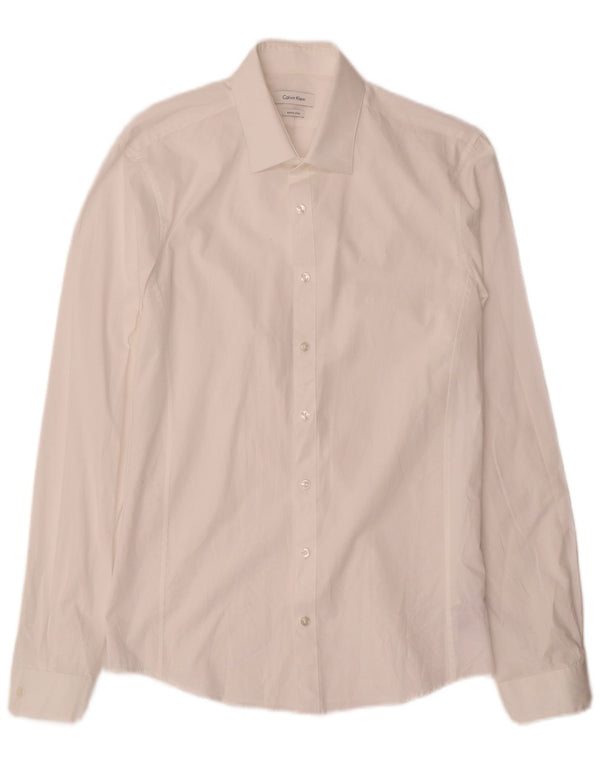 Calvin Klein Chemise extra slim fit pour homme Taille 39 15 1/2 Coton blanc moyen