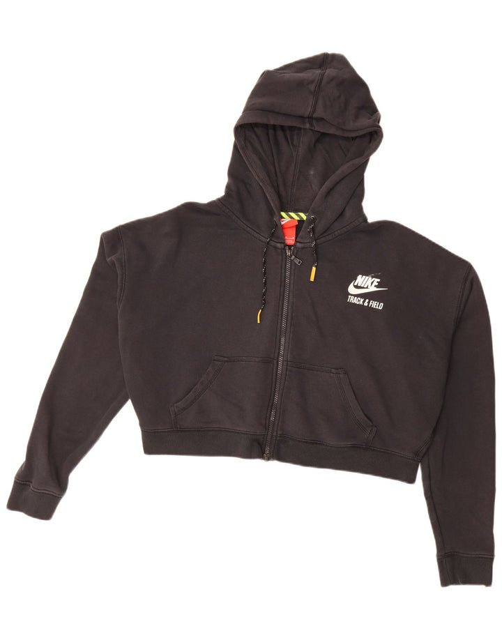 Nike Pull à capuche zippé surdimensionné pour femme Crop Graphic UK 14 Noir moyen