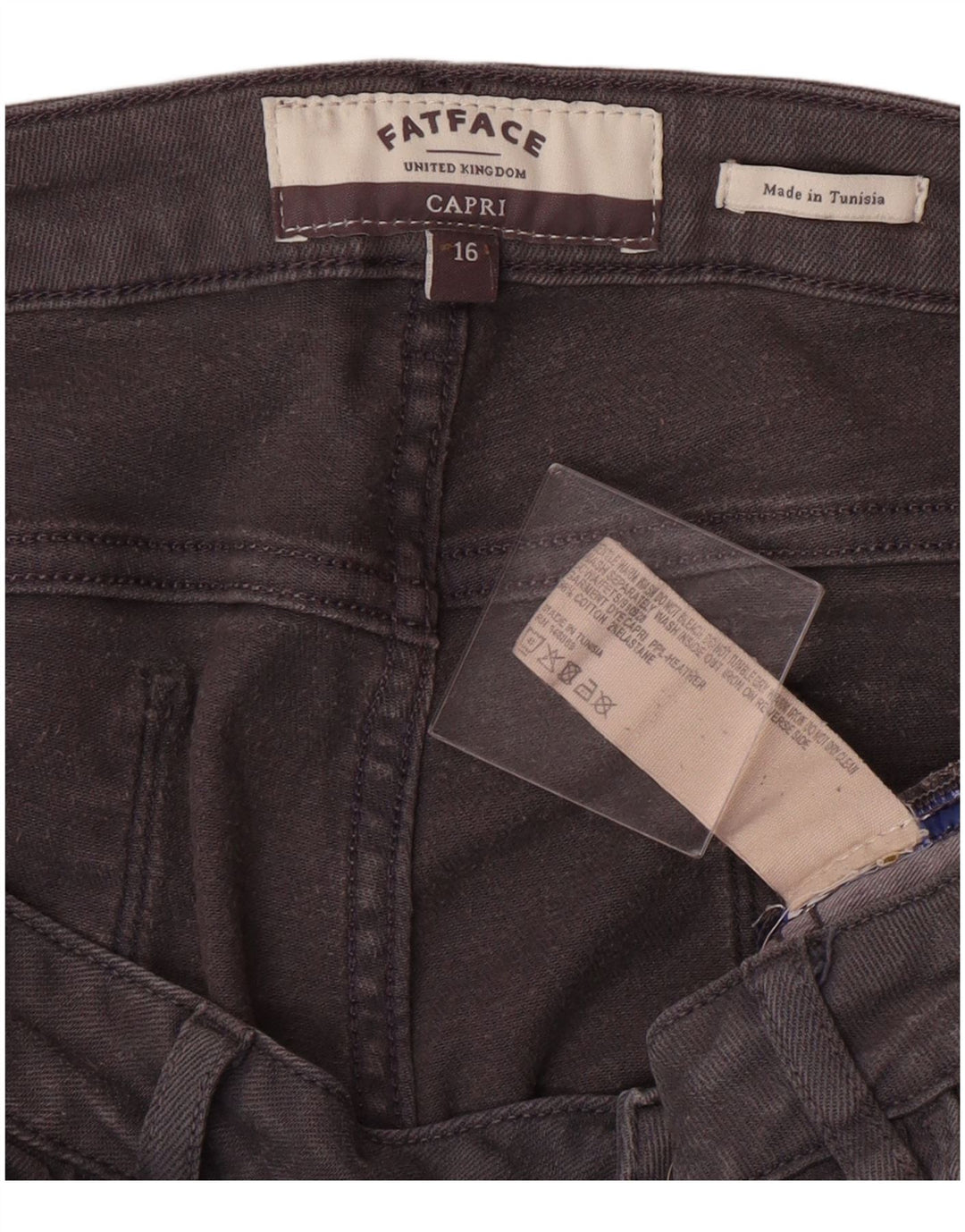 FAT FACE Jean Capri Femme US 16 2XL W36 L24 Gris Coton