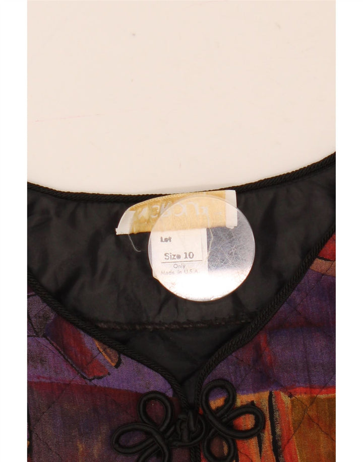 VINTAGE Femmes Crop Blazer Veste US 10 Grand Multicolore Géométrique