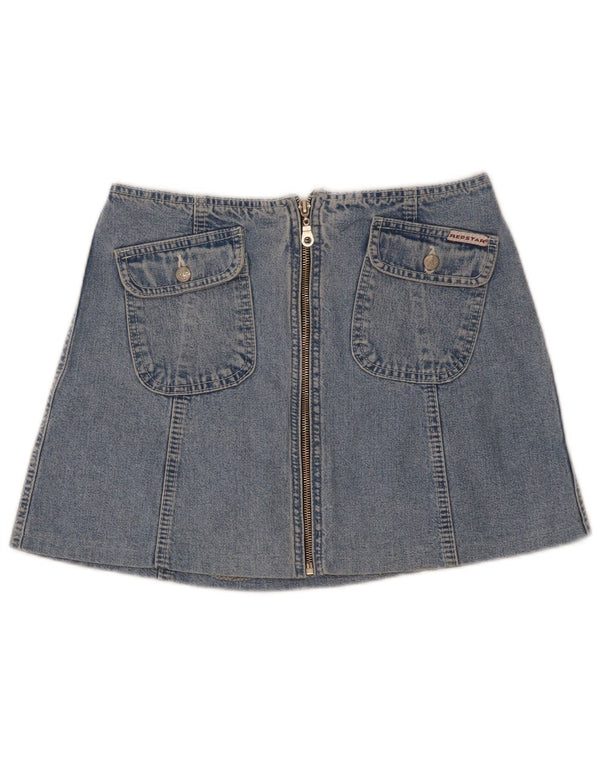 vintage Femme Mini Jupe En Jean W27 Petit Coton Bleu