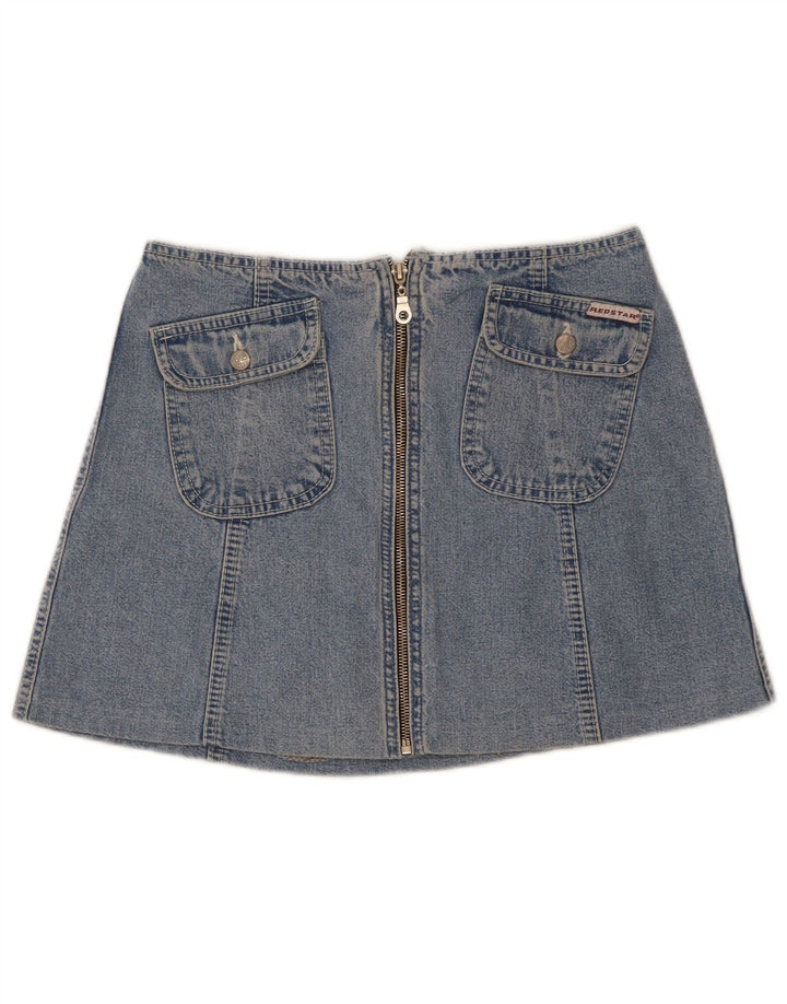 vintage Femme Mini Jupe En Jean W27 Petit Coton Bleu
