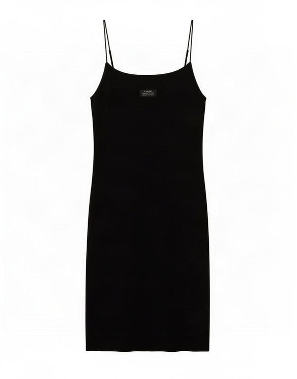 Zara Femme Mini Robe Slip UK 14 Grand Coton Noir