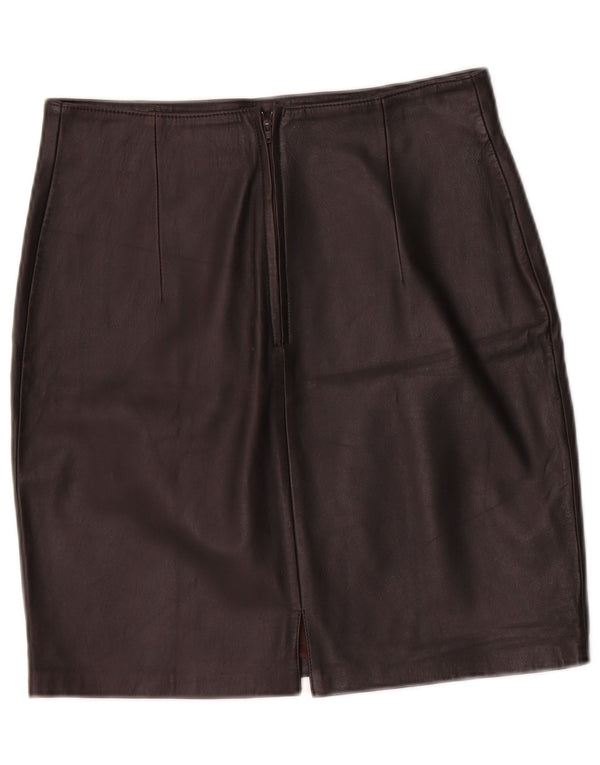 vintage Femme Mini Jupe En Cuir IT 40 Petit W28 Noir