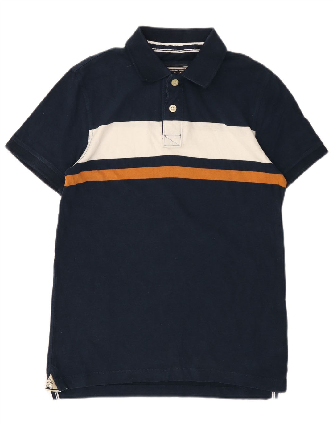 FAT FACE Polo Homme XS Bleu Marine Colourblock Coton
