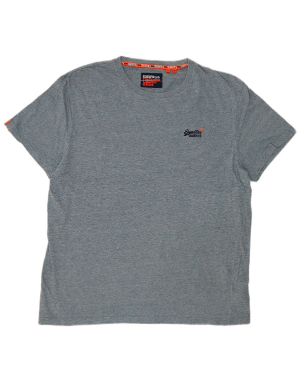 SUPERDRY T-Shirt Homme Top 2XL Bleu Moucheté Coton