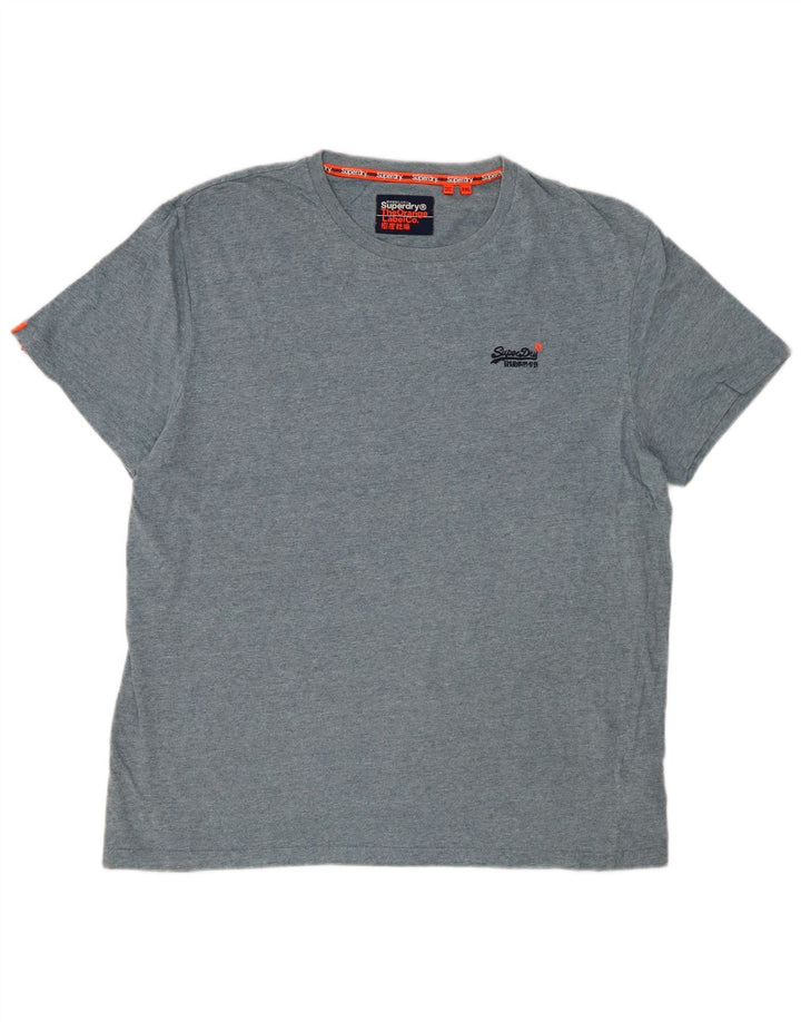 SUPERDRY T-Shirt Homme Top 2XL Bleu Moucheté Coton