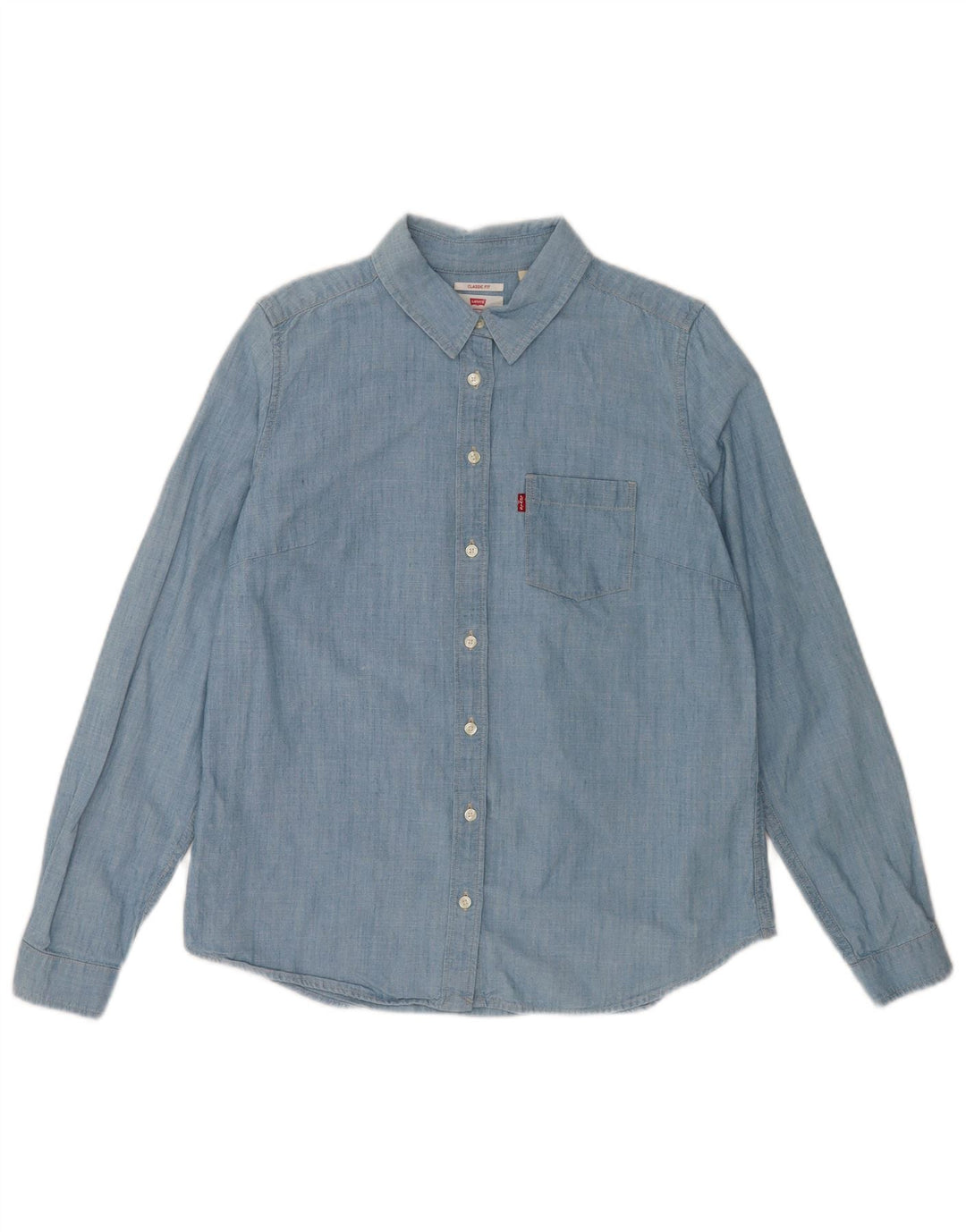 Levi's Chemise Coupe Classique Femme UK 14 Bleu Moyen Coton