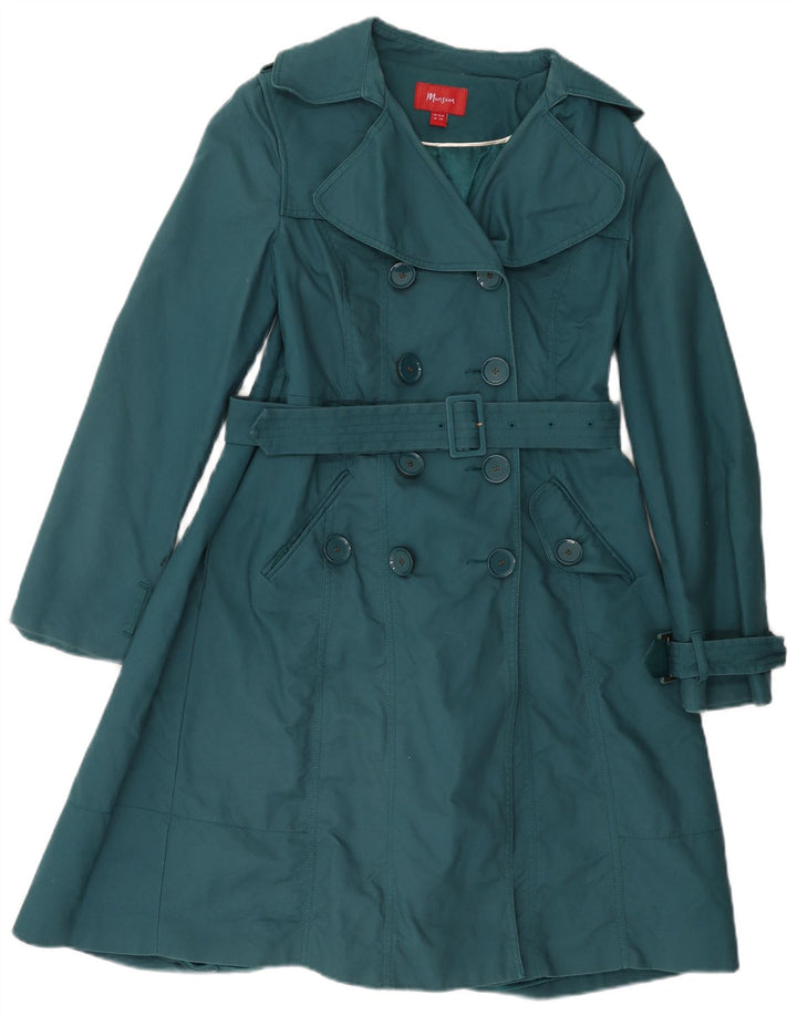 Monsoon Trench-Coat Femme UK 10 Petit Coton Vert