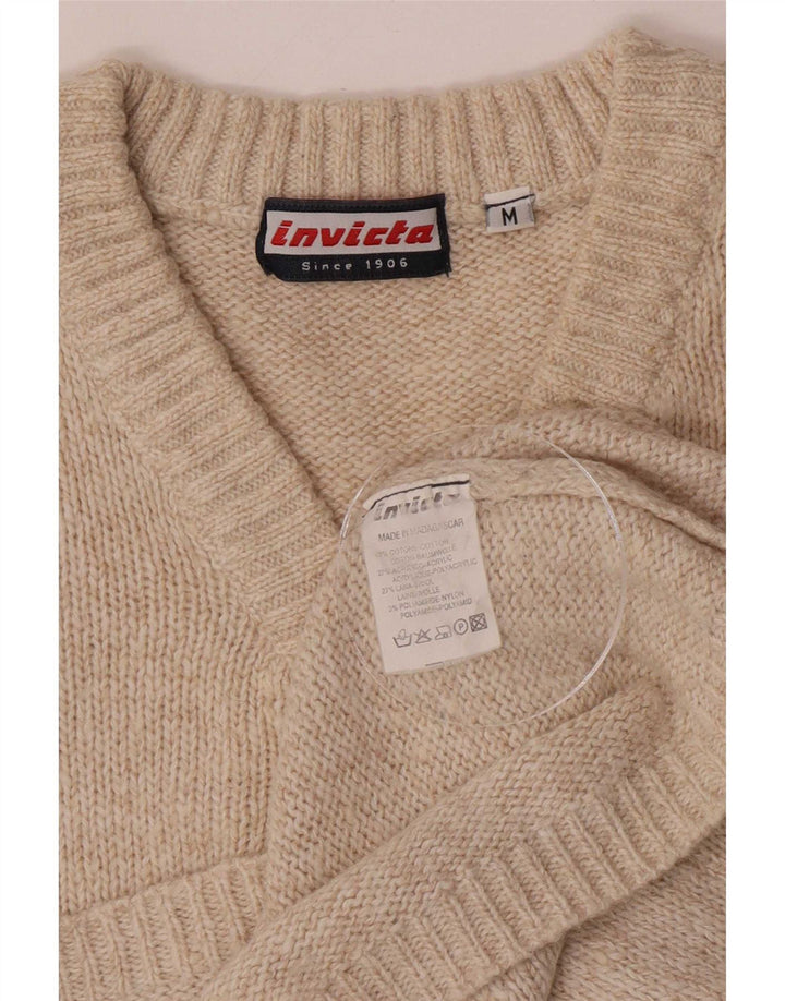 Invicta Pull col V pour homme en coton beige moyen