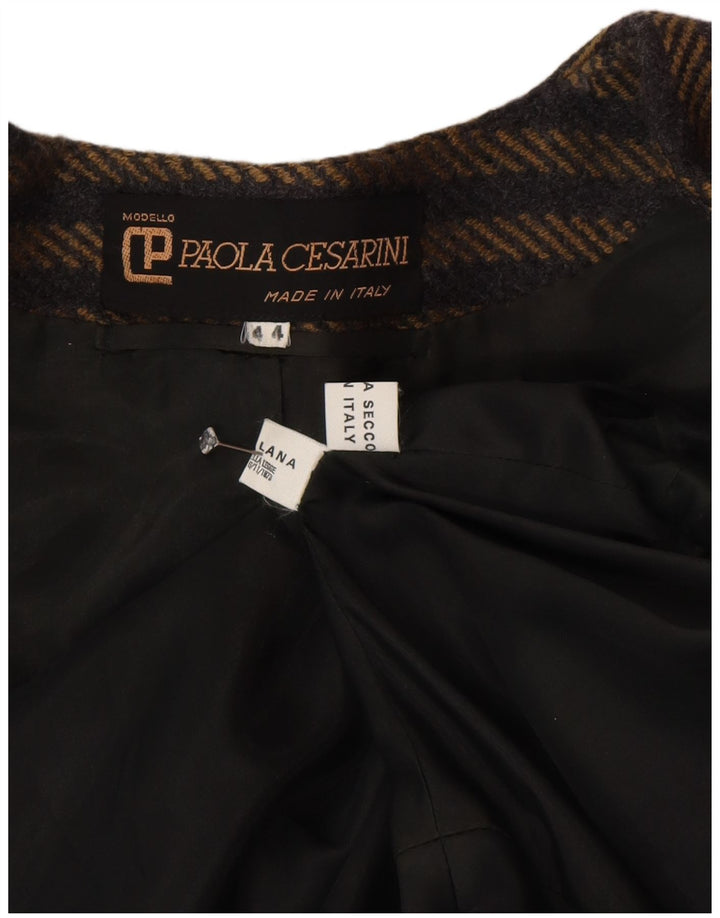 Veste Blazer Double Boutonnage Femme Vintage IT 44 Rayé Brun Moyen