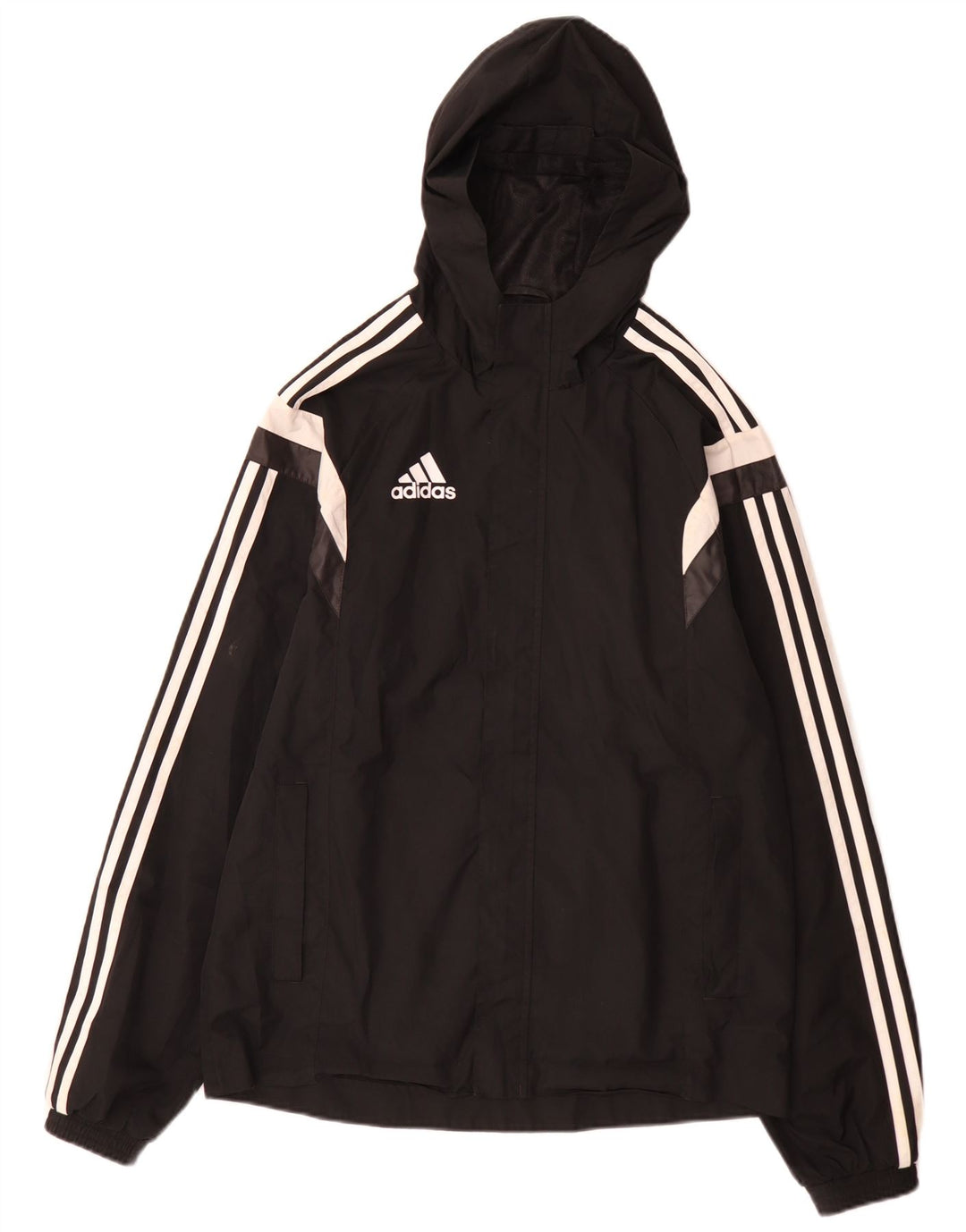 Adidas Veste de pluie à capuche pour homme UK 36 Petit Noir Colorblock Polyester