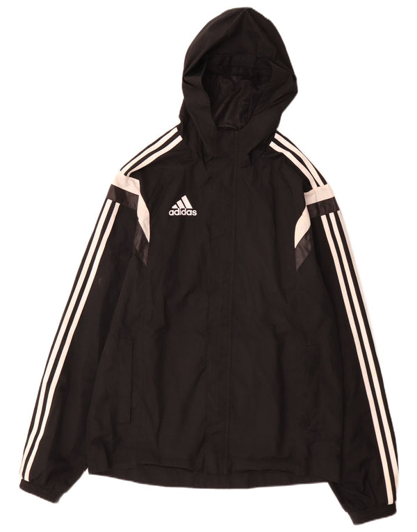 Adidas Veste de pluie à capuche pour homme UK 36 Petit Noir Colorblock Polyester