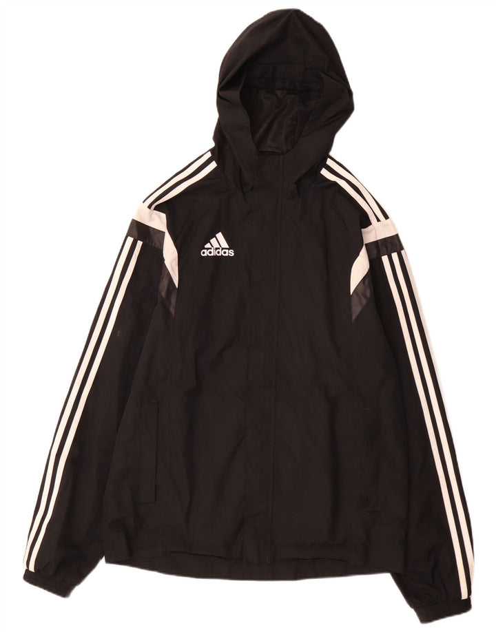 Adidas Veste de pluie à capuche pour homme UK 36 Petit Noir Colorblock Polyester