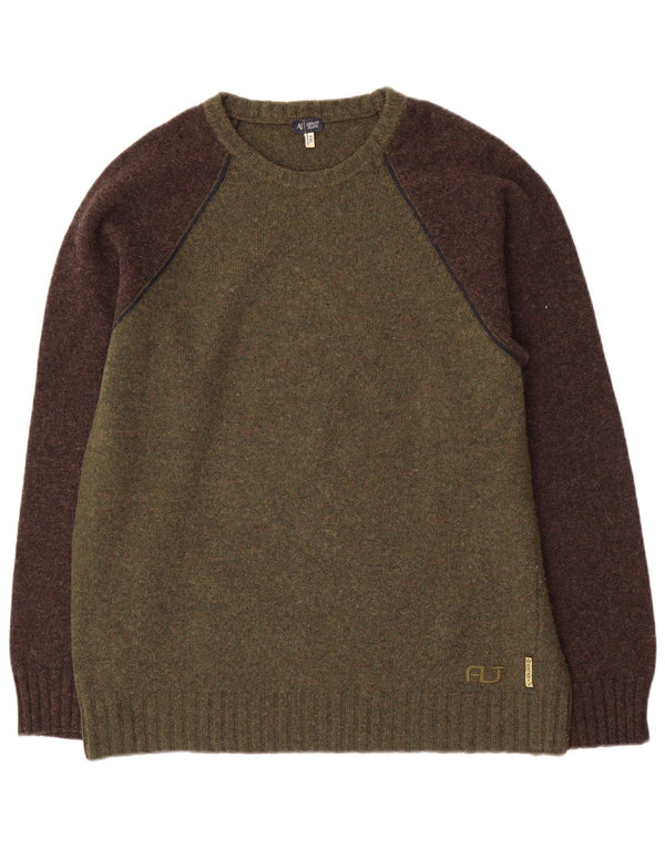 Armani Jeans Pull à col rond pour homme 2XL Kaki Colourblock