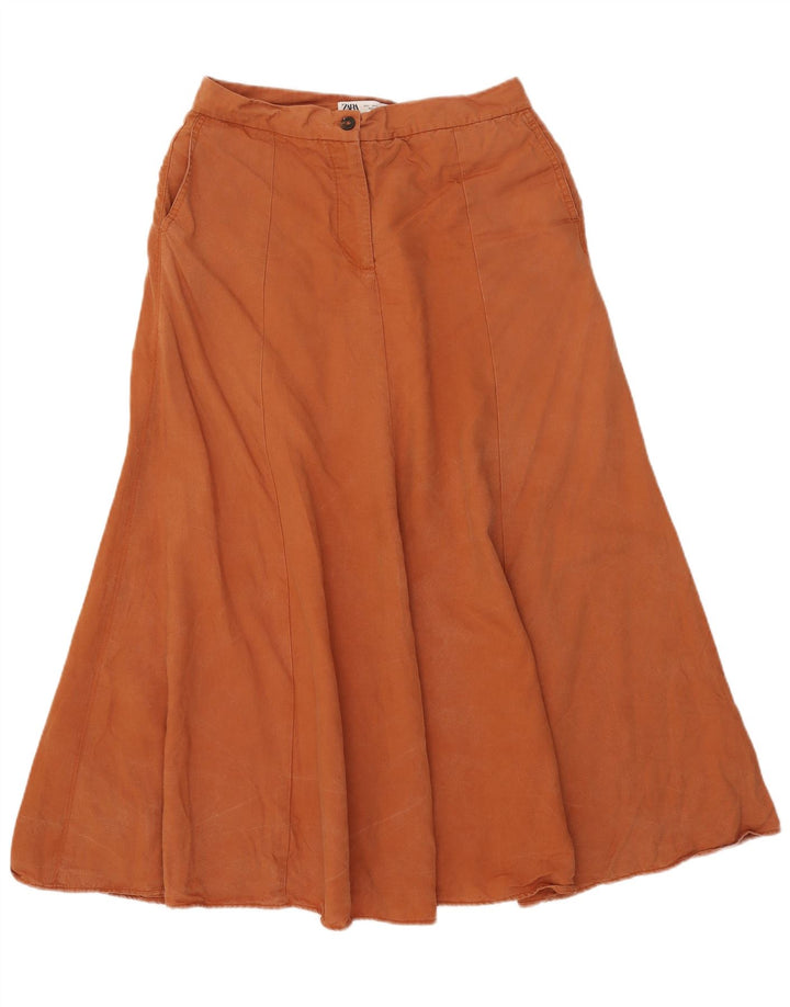 Zara Femme Jupe A-Line Large W32 Marron Lyocell