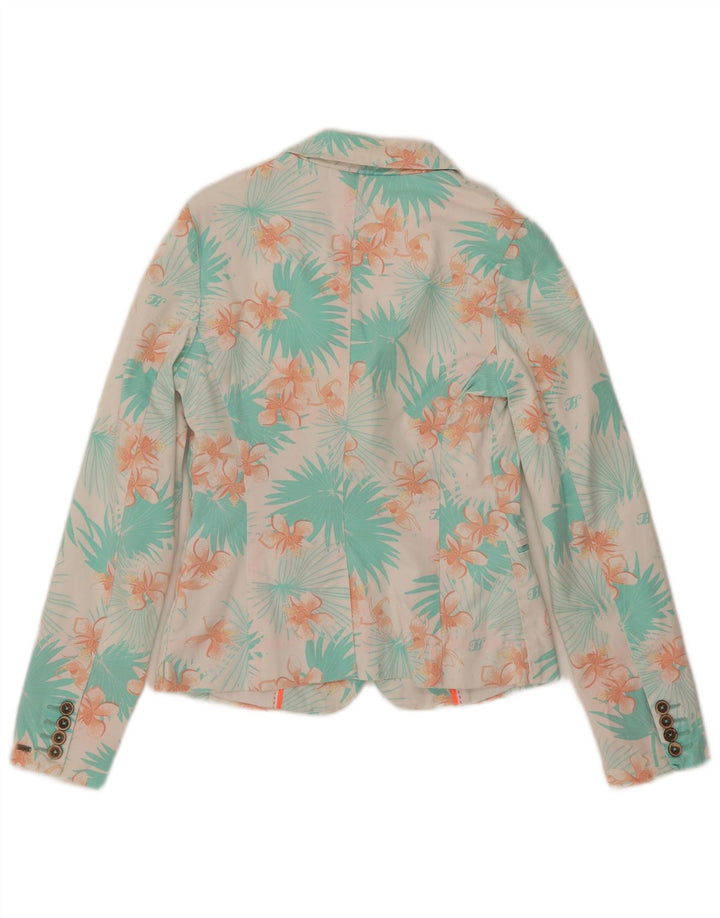 Tommy Hilfiger Veste blazer à 2 boutons pour femme US 4 Petit coton floral bleu