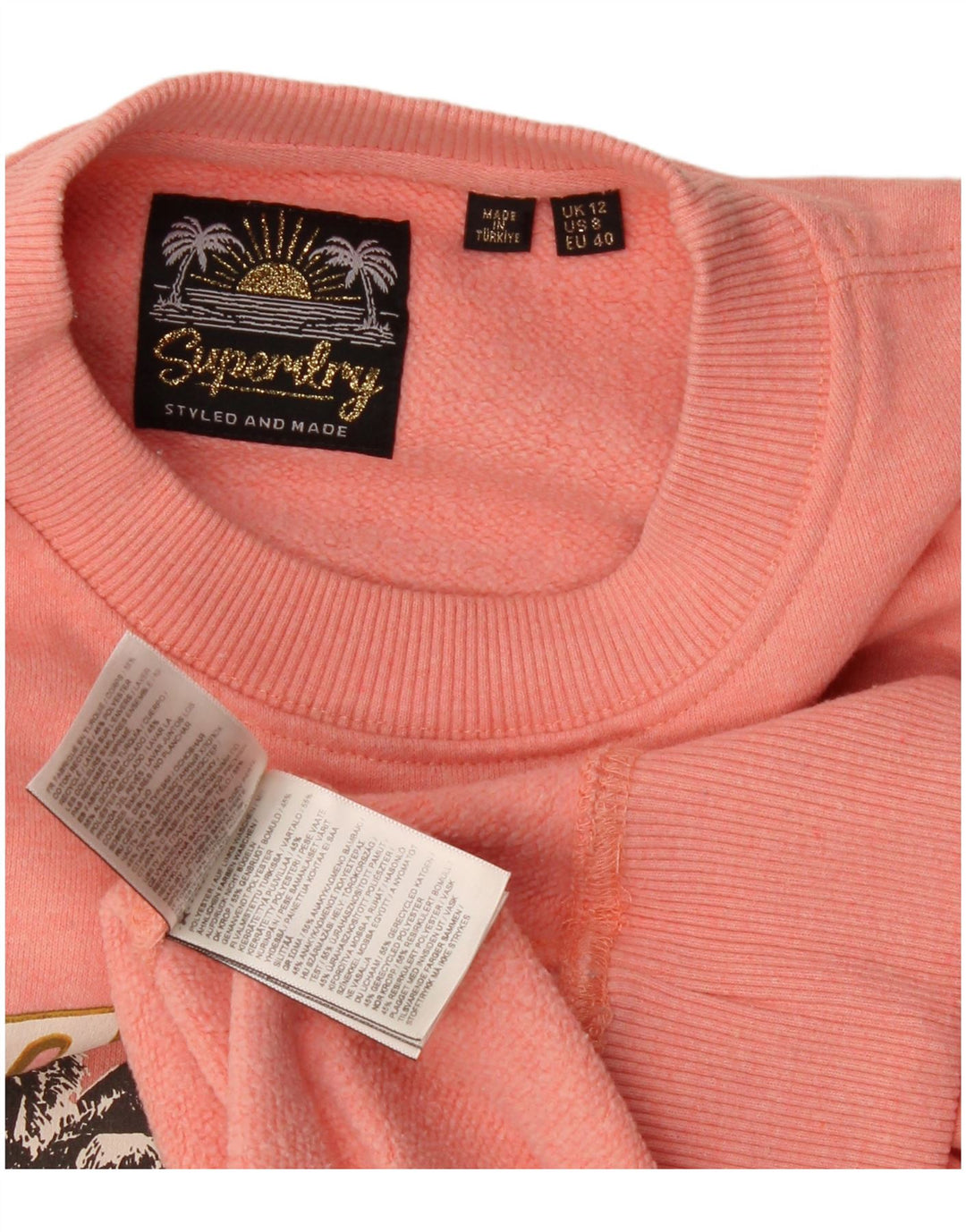 Superdry Sweat-shirt surdimensionné graphique pour femme UK 12 Rose moyen