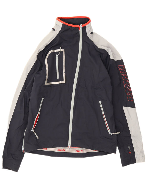 Invicta Veste de pluie graphique pour femme UK 16 Large Bleu marine Colourblock